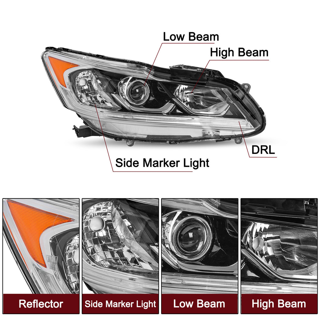 For 2016 2017 Honda Accord EX EX-L Sedan LED DRL Passenger Headlight