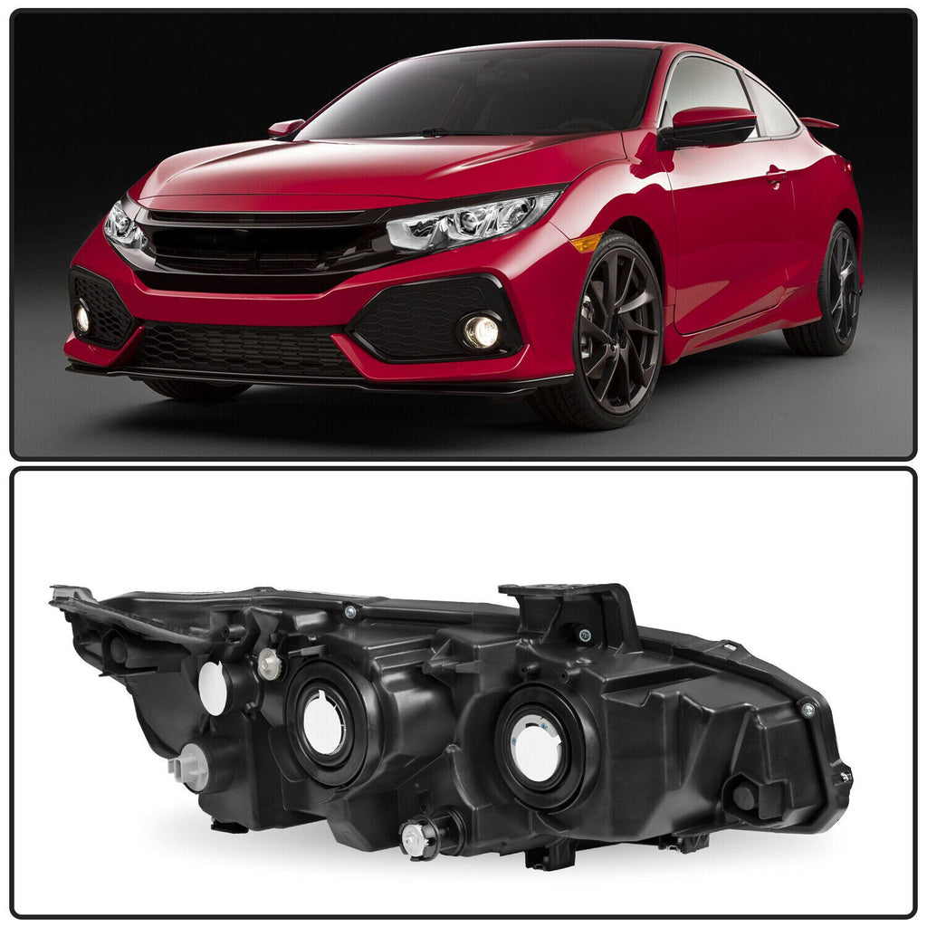 For 2016-2021 Honda Civic Halogen Chrome Clear Headlights Assembly Pair L+R