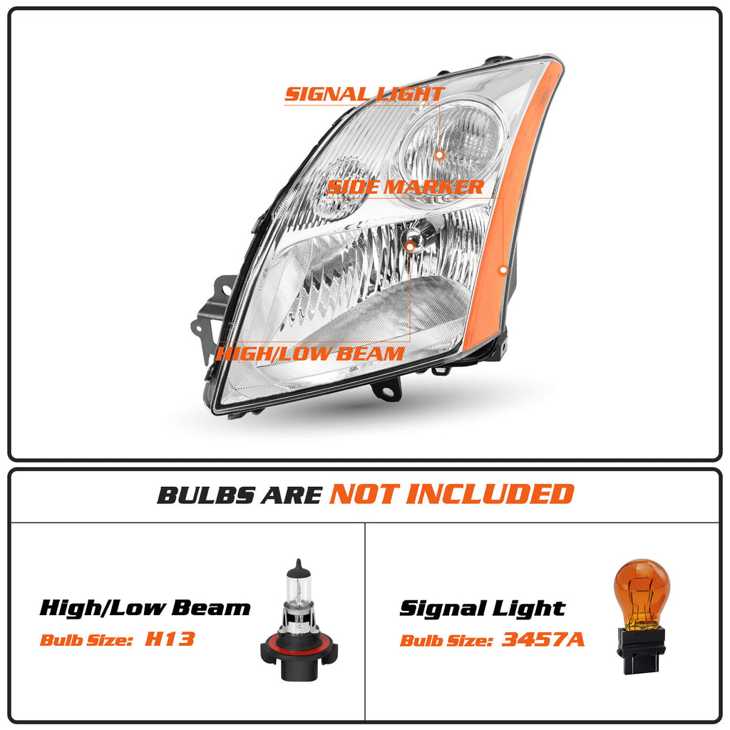 For 2007 2008 2009 Nissan Sentra Chrome Housing Amber Corner Headlight Lamps L+R