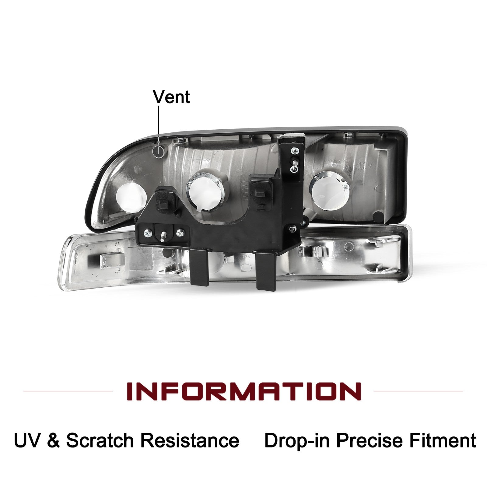 For 1998-2004 Chevy S10 Pickup Blazer Headlights Bumper Lamps Left&Right Side