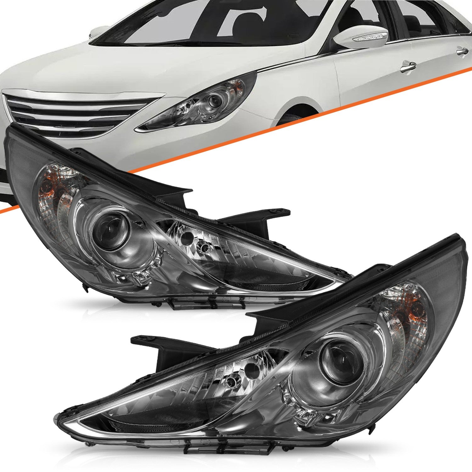 Smoke Housing For 2011 2012 2013 2014 Hyundai Sonata New Projector Headlight SET