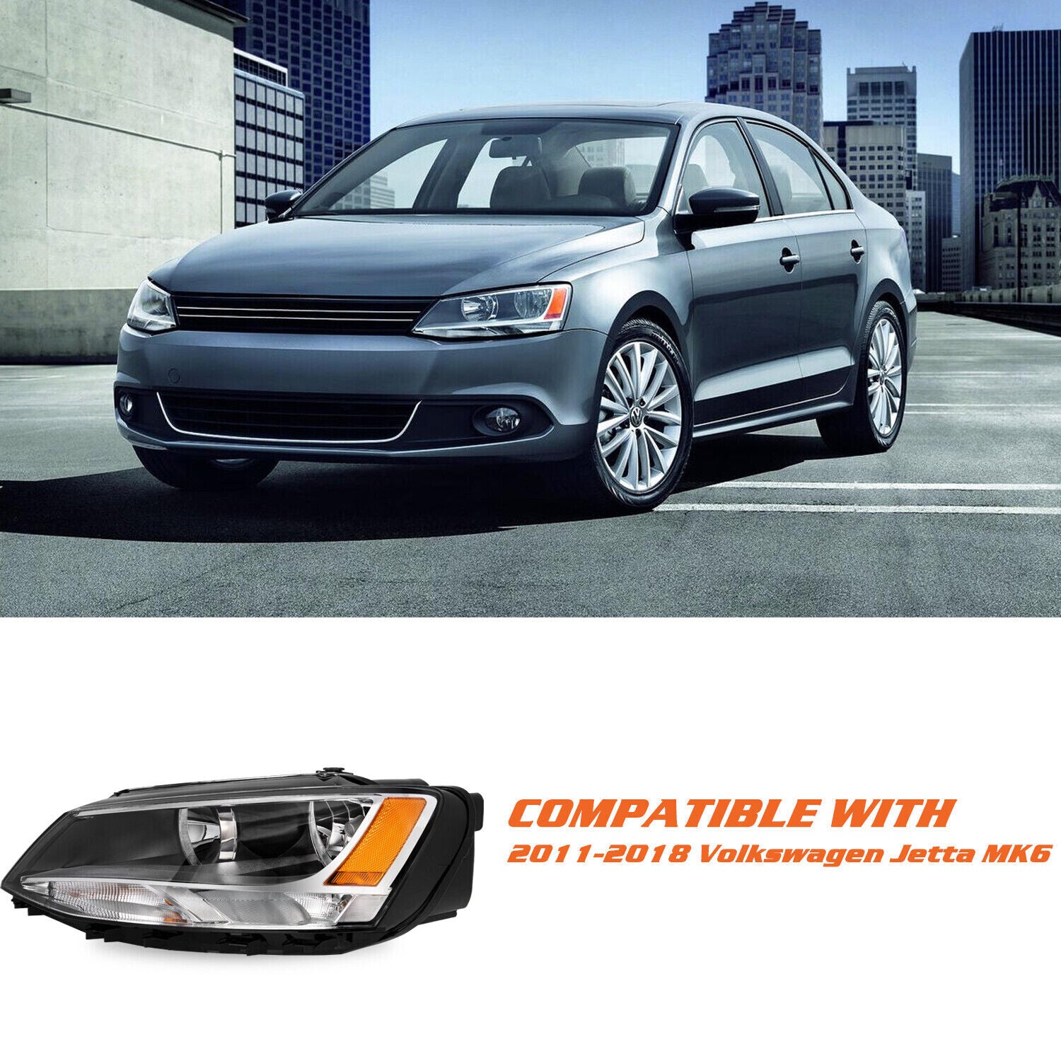 For 2011-2018 Volkswagen Jetta Headlamp Halogen Left Driver side Headlight