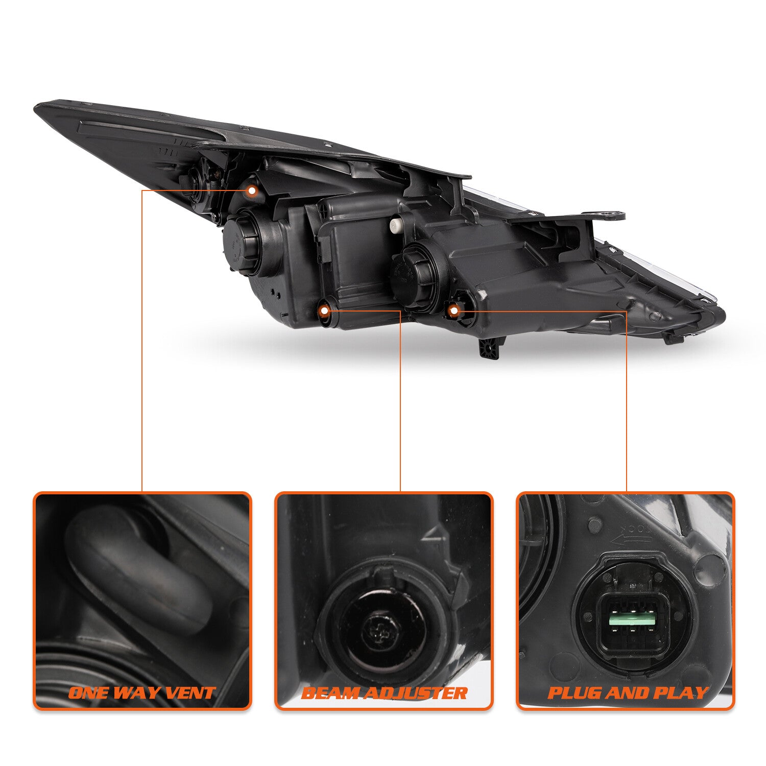 For 2011-2014 Hyundai Sonata Chrome Housing Amber Corner Headlights Headlamps