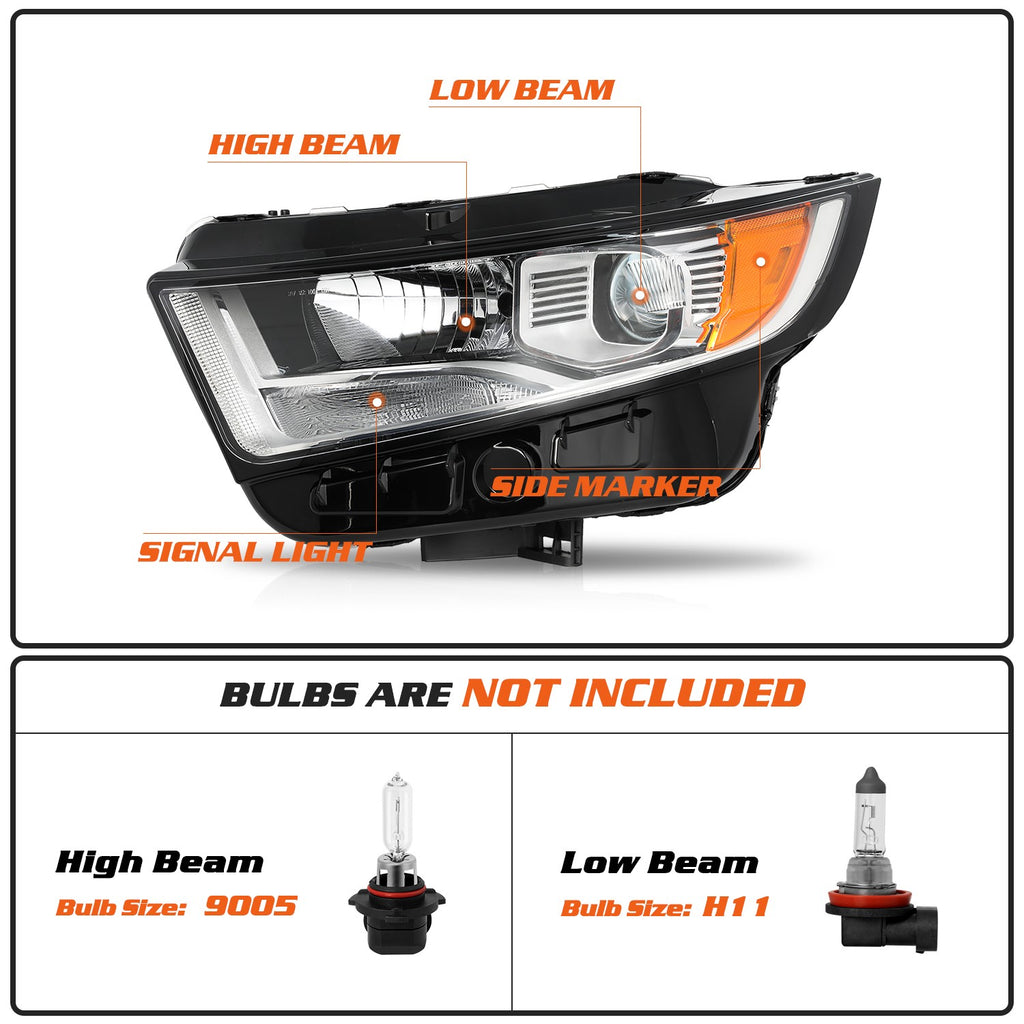For 2015 2016 2017 2018 Ford Edge Halogen Headlight Assembly Headlamp