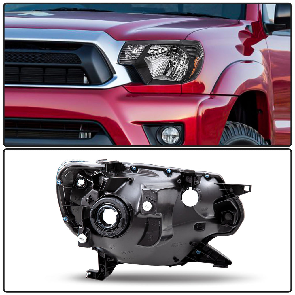 For 2012-2015 Toyota Tacoma TRD Pair Black Amber Corner Lamp Headlights Assembly