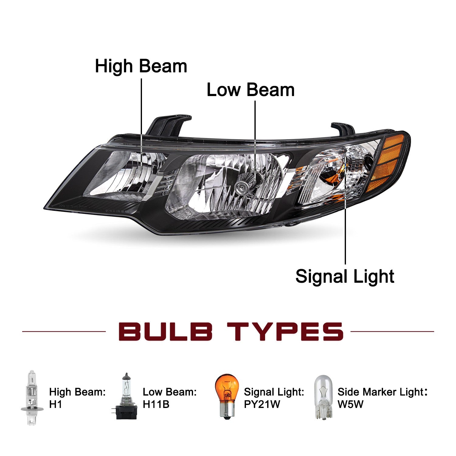 For 2010 2011 2012 2013 Kia Forte Koup Right Passenger Halo Headlight