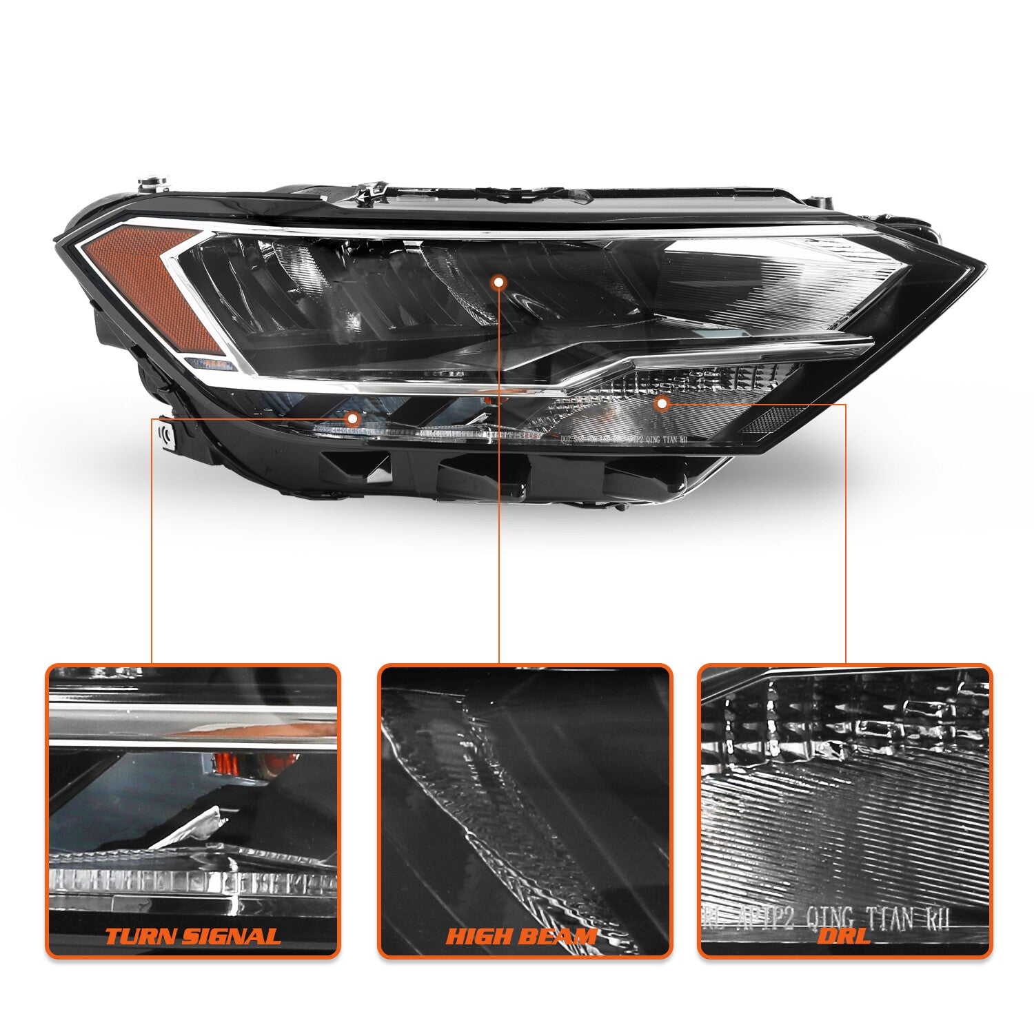 For 2019-2023 Volkswagen Jetta Non-Projector [FULL LED] Passenger Headlight RH