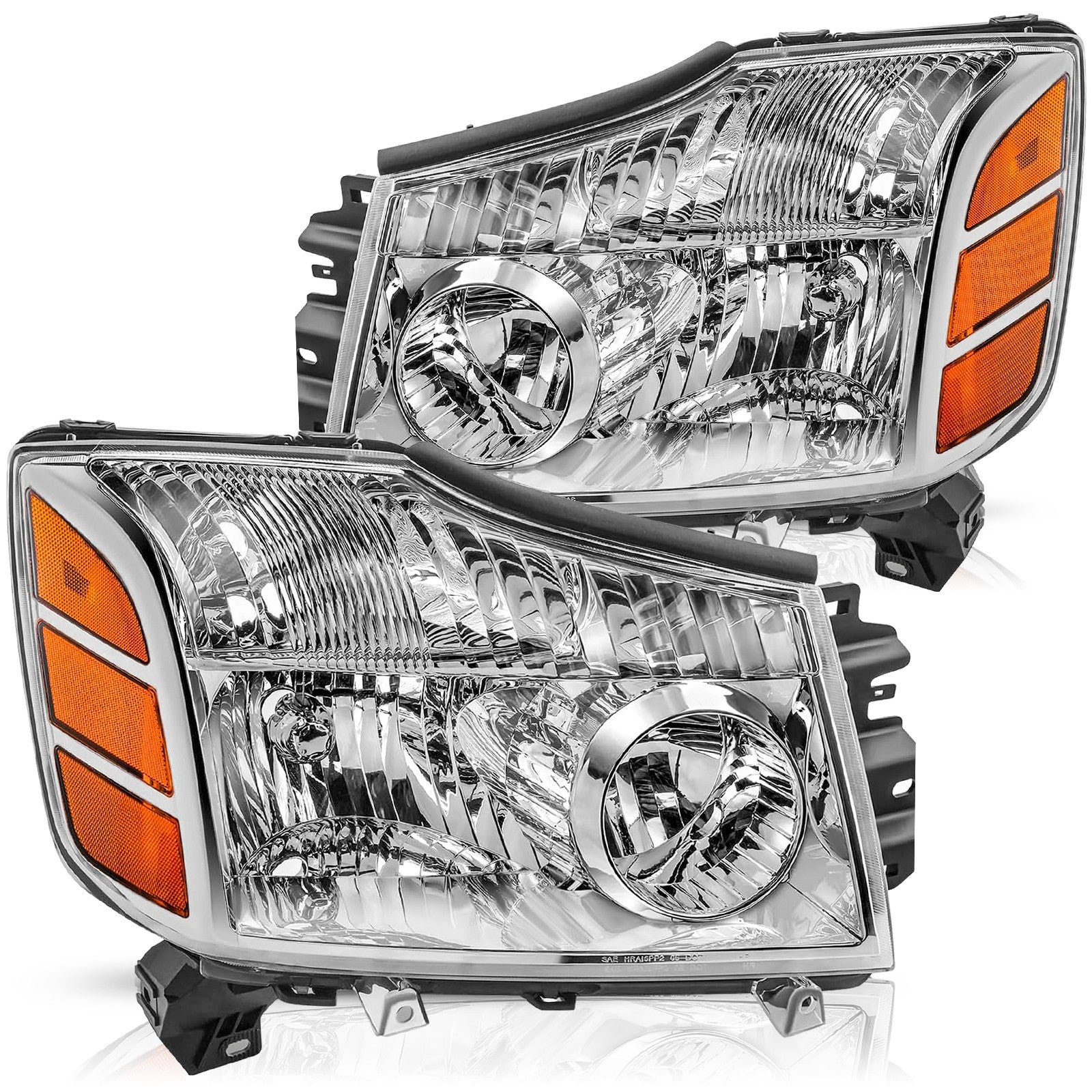 For 2004-2015 Nissan Titan/2004-2007 Armada Chrome Headlights Amber Corner Lamps