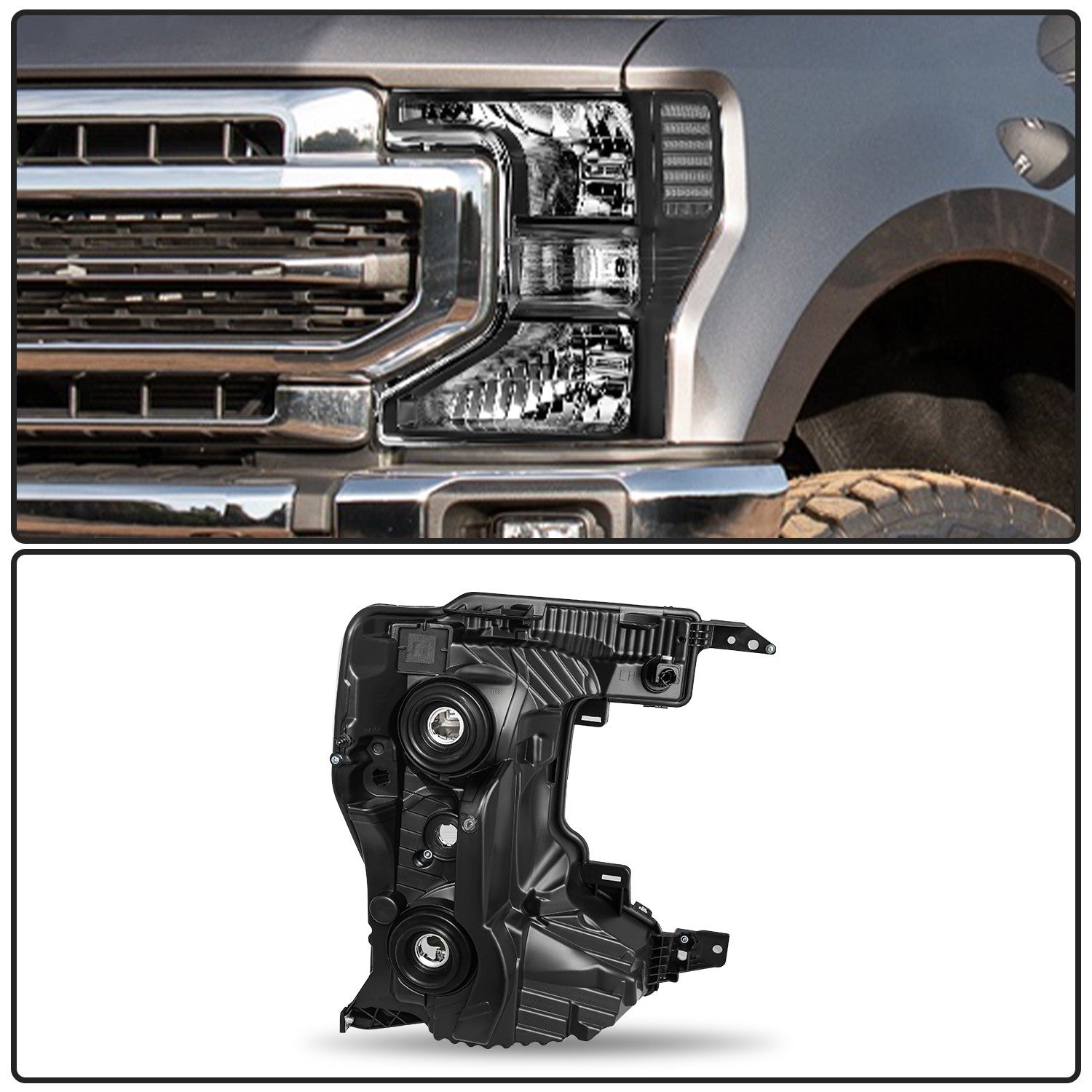 Halogen Headlights Black Left+Right For 2020-2022 Ford F250 F350 SuperDuty