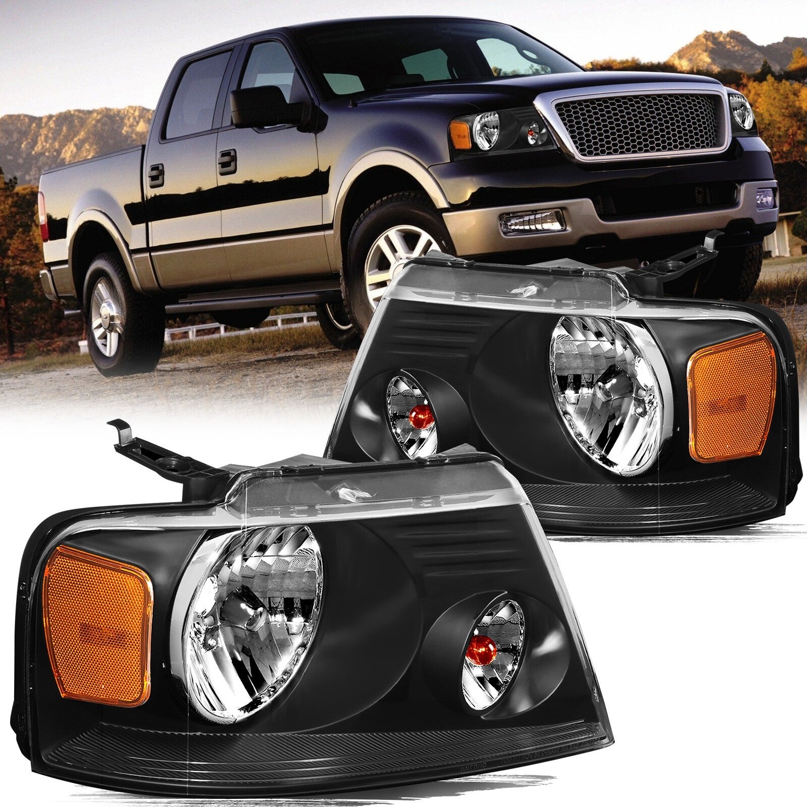 For 2004 2005 2006 2007 2008 Ford F-150 F150 Pickup Headlight Pair LH+RH