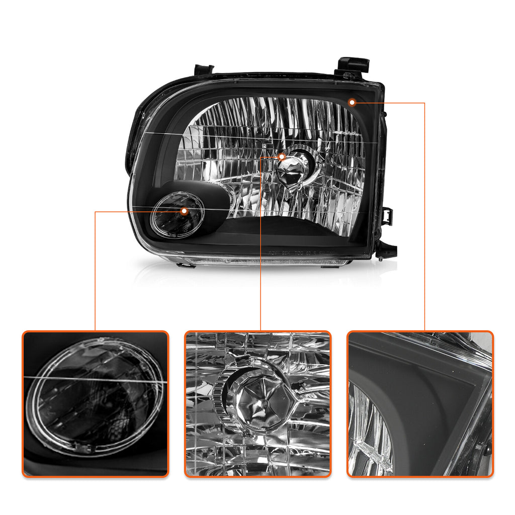 Headlights For 2005-2006 Toyota Tundra Double Cab 05-07 Sequoia Headlamps Black