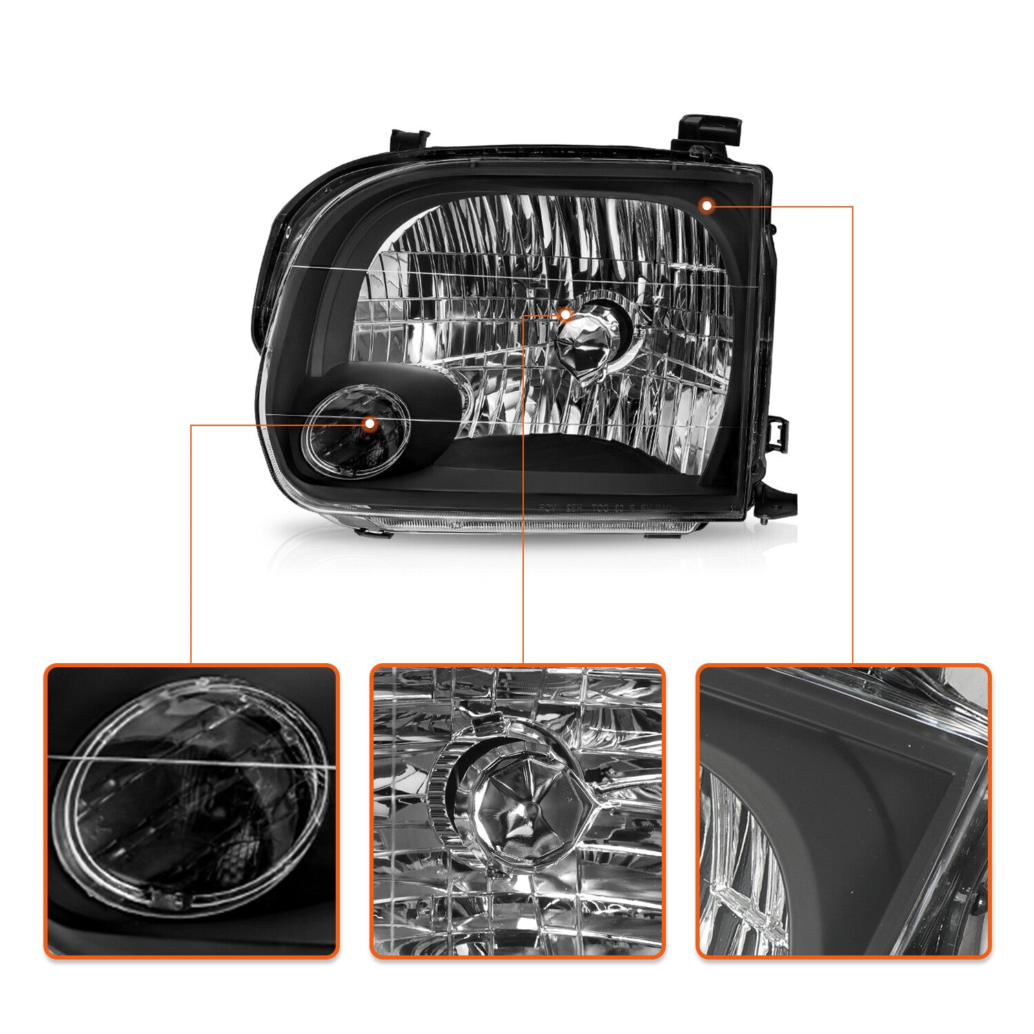 Headlights For 2005-2006 Toyota Tundra Double Cab 05-07 Sequoia Headlamps Black