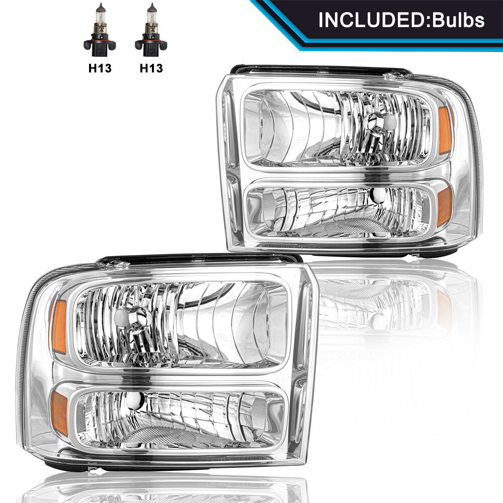 For 2005-2007 Ford F250 F350 F450 F550 Super duty Headlights 05 06 07 W/Bulbs