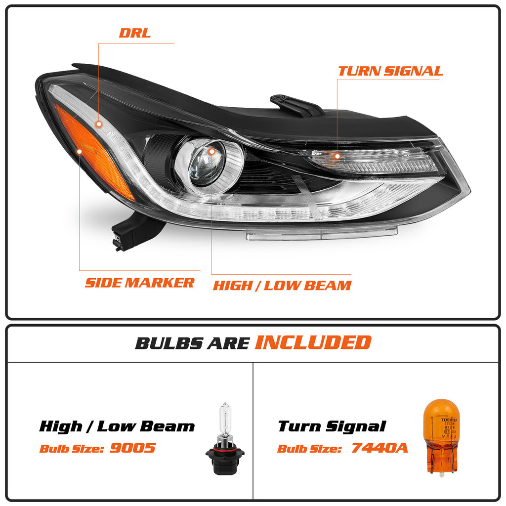 For 2017-2022 CHEVY TRAX Projector Headlight w/ LED DRL Headlamp Right Side w/ B