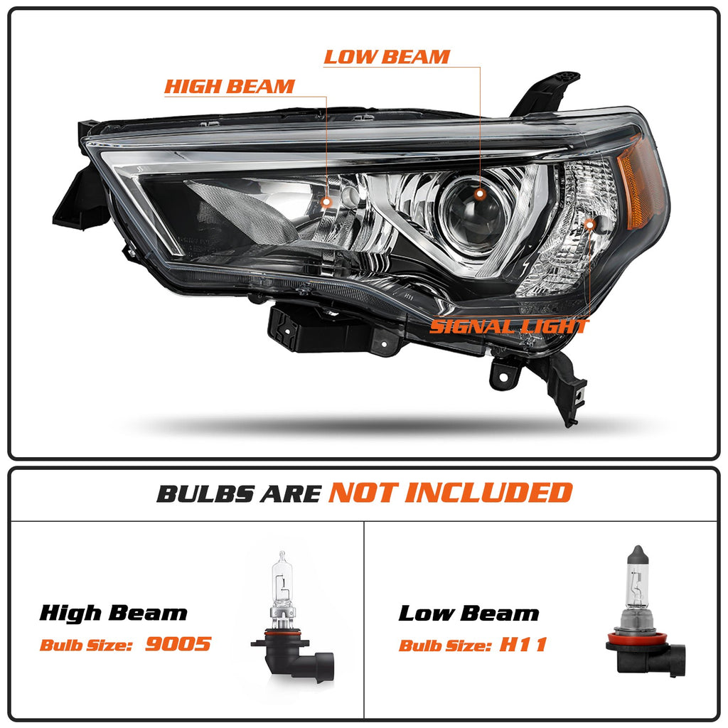 Driver Side For 2014-2020 Toyota 4Runner 4Dr Assembly Headlamp Left Headlight